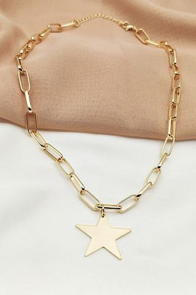 گردنبند جواهر طلائی زنانه برنجی JEWELRY - کد 332343116