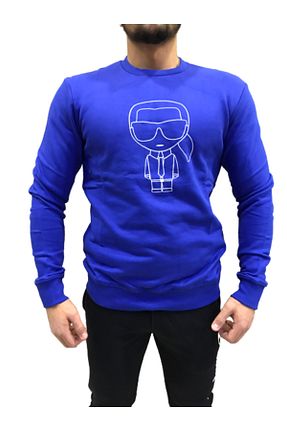 سوئیشرت آبی مردانه چاپی Karl Lagerfeld - کد 55874187