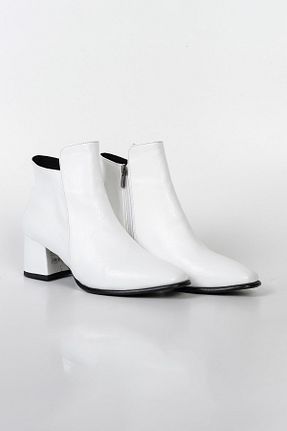 بوت / نیم بوت سفید زنانه چرم مصنوعی Park Moda - کد 55427369