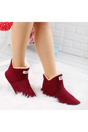 بوت خانگی زرشکی زنانه پارچه ای BAŞARAN - کد 67995099