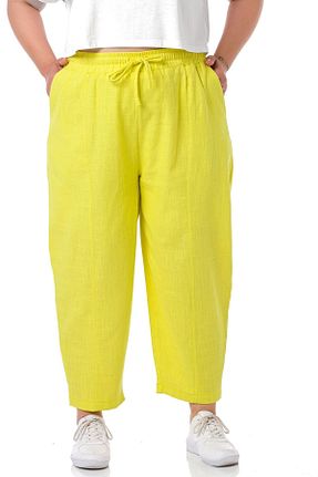 شلوار سایز بزرگ زرد زنانه پنبه ای DISENTIS MODEST - کد 331512327
