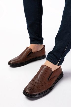 کفش کژوال قهوه ای مردانه چرم خالص depderi - کد 331520991