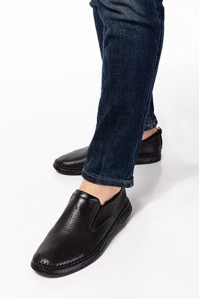 کفش کژوال مشکی مردانه چرم خالص depderi - کد 331531274