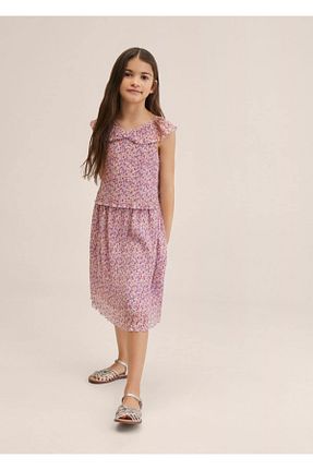 دامن سرمه ای بچه گانه گلدار MANGO Kids - کد 242082870