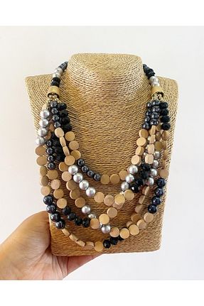 گردنبند استیل ( فولاد ) مشکی زنانه سنگ طبیعی Miss Evita - کد 331682497