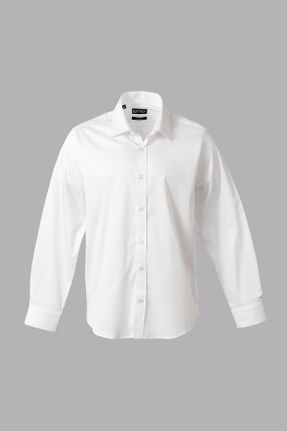 پیراهن سفید مردانه پنبه (نخی) کد 331924684