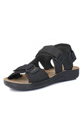 صندل مشکی مردانه پاشنه تخت İmerShoes - کد 311110273