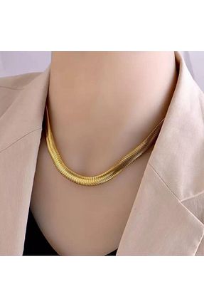 گردنبند استیل ( فولاد ) طلائی زنانه استیل ضد زنگ sistersaccessory - کد 331345722