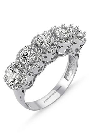 انگشتر برلیان سفید 14 عیار Crystal Diamond Zirconia - کد 331663860