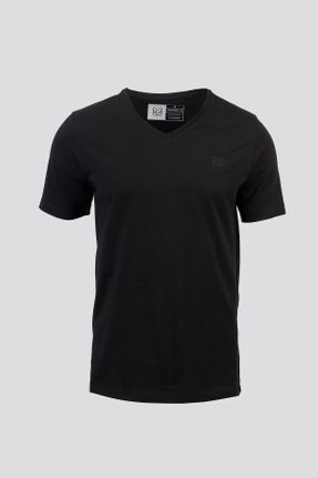 تی شرت مشکی مردانه اسلیم فیت یقه هفت پنبه (نخی) کد 331897531