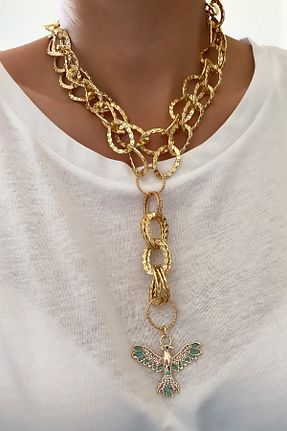 گردنبند جواهر سبز زنانه زیرکن Liveyn Design - کد 332799213