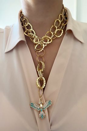 گردنبند جواهر سبز زنانه زیرکن Liveyn Design - کد 332799213