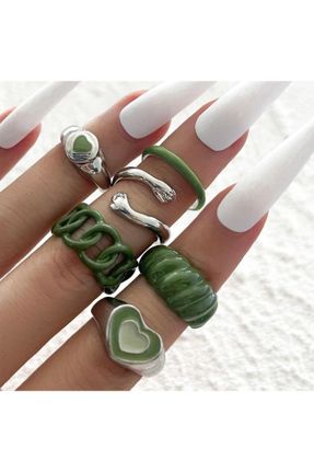 انگشتر جواهر سبز زنانه فلزی کد 327280637