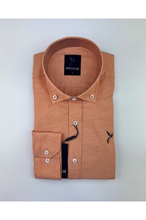 پیراهن نارنجی مردانه اسلیم فیت MEGALDİ - کد 333689767