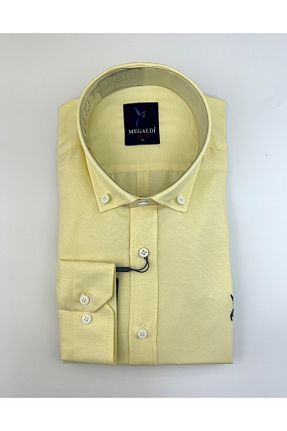 پیراهن زرد مردانه اسلیم فیت MEGALDİ - کد 72069567