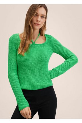 پلیور سبز زنانه ساده MANGO - کد 226347296