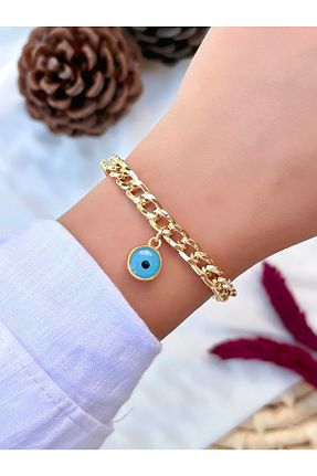 دستبند جواهر طلائی زنانه برنجی KBC STORE - کد 330437071