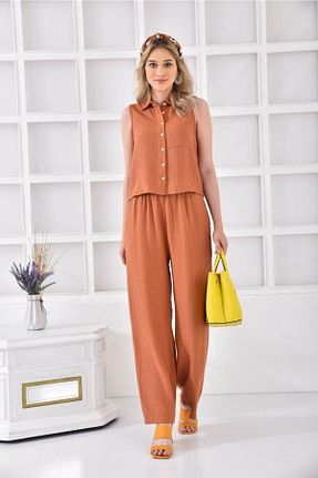 ست بالاتنه و پائین تنه نارنجی زنانه بافتنی Riluna - کد 118973887
