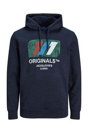 سوئیشرت سرمه ای مردانه چاپی Jack & Jones - کد 334623006