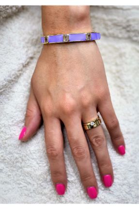 دستبند جواهر بنفش زنانه روکش طلا کد 335019387