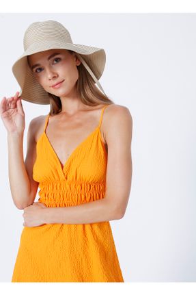 لباس نارنجی زنانه بافتنی بند دار کد 335057404