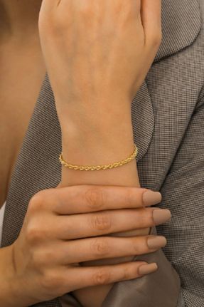 دستبند استیل طلائی زنانه استیل ضد زنگ کد 335161012