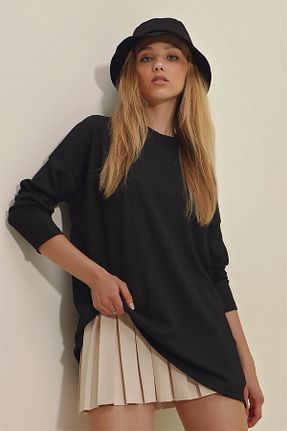 بلوز مشکی زنانه ساده Trend Alaçatı Stili - کد 334598017