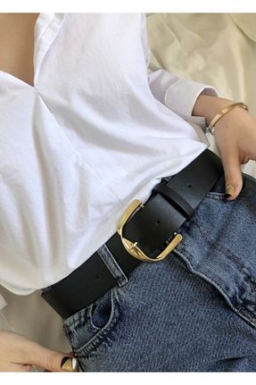 کمربند مشکی زنانه چرم مصنوعی Goldmine - کد 335760142