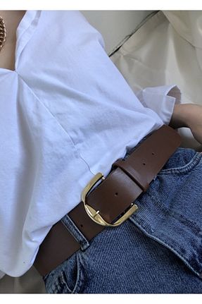 کمربند قهوه ای زنانه چرم مصنوعی Goldmine - کد 335762402