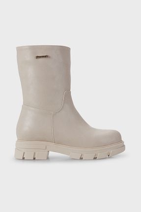 بوت / نیم بوت بژ زنانه چرم مصنوعی Pierre Cardin - کد 335026197