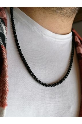 گردنبند استیل ( فولاد ) مشکی زنانه استیل ضد زنگ UBUH SHOP - کد 335156678