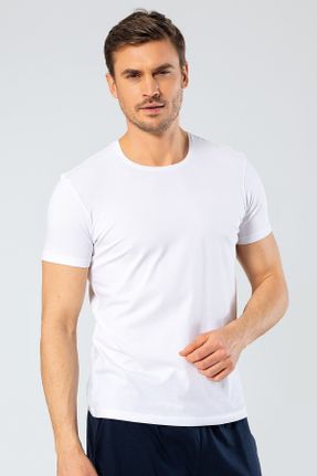 تی شرت سفید مردانه رگولار یقه گرد بیسیک کد 335171604