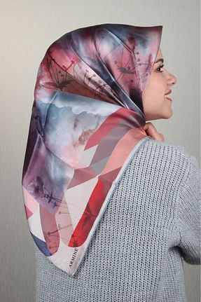 روسری زرشکی کرپ ساتن ابریشم Armine - کد 71282921