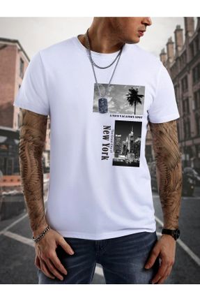 تی شرت سفید مردانه اورسایز یقه گرد پنبه - پلی استر پوشاک ورزشی کد 336906405