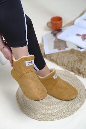 بوت خانگی قهوه ای زنانه مخملی Genel Markalar - کد 758825351