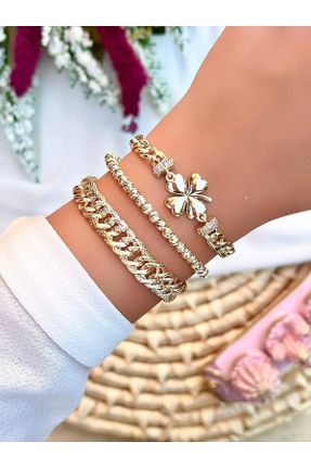 دستبند جواهر طلائی زنانه فلزی کد 336072925