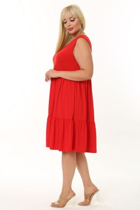 لباس قرمز زنانه ویسکون سایز بزرگ بافت کد 336917978