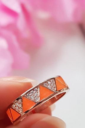 انگشتر نقره نارنجی زنانه زیرکن MorMajor Silver - کد 42144708