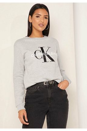 سوئیشرت طوسی زنانه چاپی Calvin Klein - کد 42055320