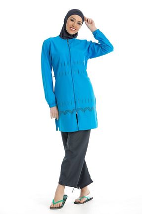 مایو حجاب فیروزه ای زنانه چاپی Chelly - کد 475726923