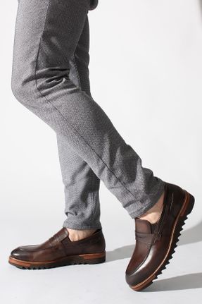 کفش کلاسیک قهوه ای مردانه چرم طبیعی کد 43427233