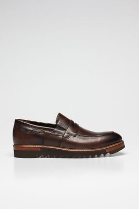 کفش کلاسیک قهوه ای مردانه چرم طبیعی کد 43427233