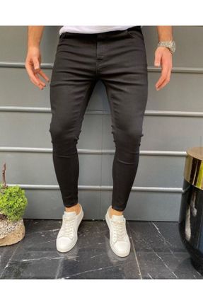 شلوار جین مشکی مردانه پاچه تنگ جین جوان استاندارد کد 63086017