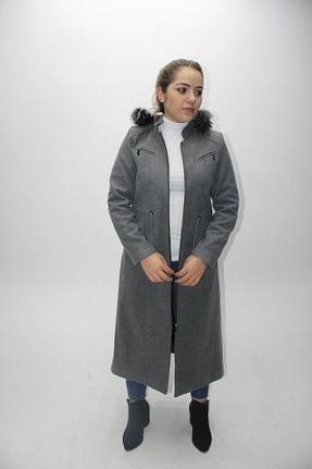 پالتو پشمی طوسی زنانه اسلیم فیت KMK - کد 52774463