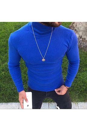 پلیور آبی مردانه ساده DE FASHİON - کد 68171655