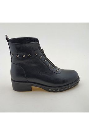 بوت / نیم بوت مشکی زنانه چرم خالص VİNİCCİ AYAKKABI - کد 64037739