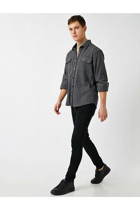شلوار جین مشکی مردانه پاچه لوله تفنگی Koton - کد 69900602