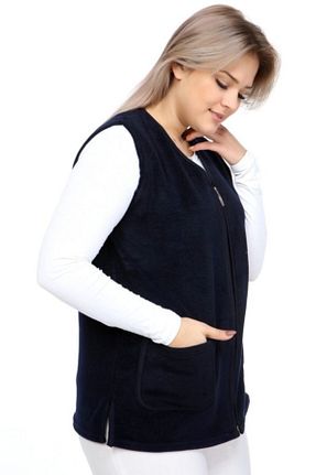 جلیقه سرمه ای زنانه سایز بزرگ BİLGENS BUTİK - کد 69817904