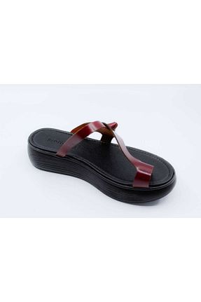 صندل زرشکی زنانه پاشنه تخت Papuccu - کد 52214149