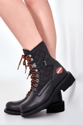 بوت / نیم بوت مشکی زنانه چرم خالص Harley Davidson - کد 48977066